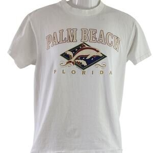 Palm Beach Florida Vintage 1980's White Short Sleeve T-shirt Women's Size Medium